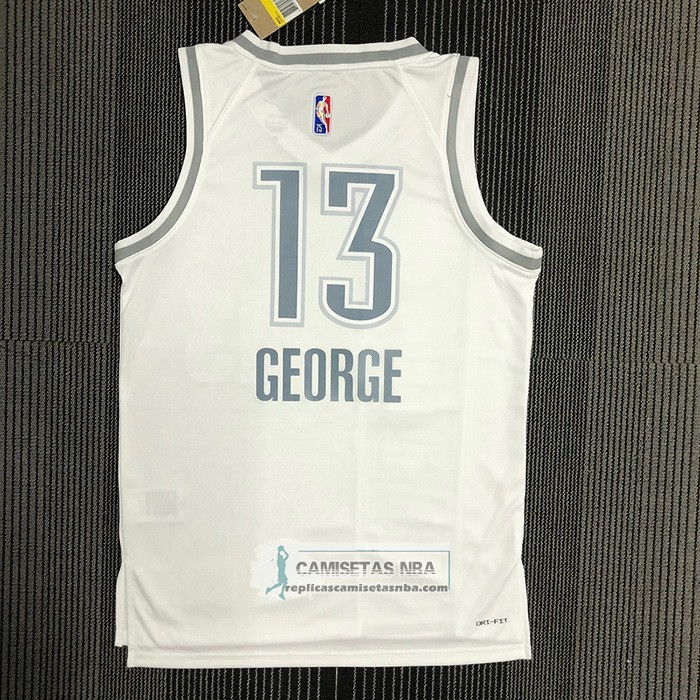 Camiseta Oklahoma City Thunder Paul George NO 13 Ciudad 2021-22 Blanco
